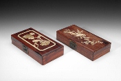 Two Chinese Huanghuali wood boxes with embellishments