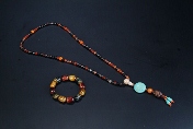 108 beaded agate necklace and cats eye stone bracelet