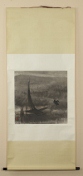 A Chinese landscape painting of boat and crow