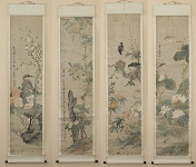 A set of four hanging scrolls