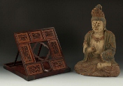 A set of carved wooden items