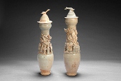 Pair (2) of Chinese 'DRAGON' jars with cover