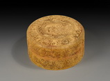 A DELICATELY CARVED IVORY STAMP PASTE BOX