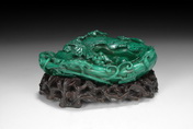 A WELL CARVED MALACHITE BRUSH WASHER