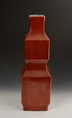 A RED GLAZED TWO SECTIONAL SQUARE VASE