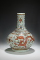 A FAMILLE ROSE VASE WITH DESIGN OF DRAGON AND PHOENIX