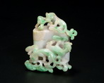 A CARVED JADEITE COSMETIC COVER BOX