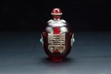 A Chinese glass #Double Happiness# snuff bottle