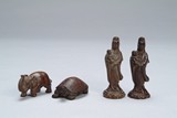 A group of four (4) Chinese wood carvings