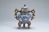 A Chinese enameled metal censer
