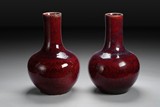 A PAIR OF CHINESE FLAMBE GLAZED LARGE VASES