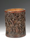 A FINELY CARVED BAMBOO BRUSHPOT