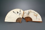 A PAIR OF BAMBOO FANS WITH ARTIST MARKS