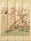 A SET OF FOUR CONTINUOUS PAINTINGS ON SILK 'FLOWERS AND BIRDS'