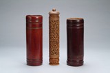 THREE (3) CHINESE CARVED DOCUMENT SCROLL CASES