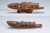 TWO BAMBOO CARVED BOATS
