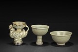 A GROUP OF THREE LONGQUAN PORCELAIN WARES