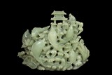 A LARGE CARVED JADE 'SCHOOL OF FISH' FIGURAL GROUP