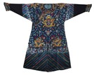 A QING BLUE SILK 'FIVE-CLAWED DRAGONS' ROBE