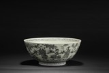 A LARGE MING BLUE AND WHITE 'EIGHT IMMORTALS' BOWL