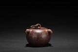 WANG DONGSHI: A RED CLAY 'CHAINED MACE' TEAPOT
