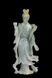 A JADEITE CARVING OF LADY MUSICIAN