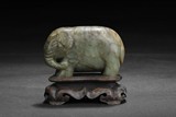 A JADE CARVING OF ELEPHANT