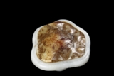 A WHITE JADE BELT BUCKLE WITH RUSSET