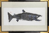 A PAINTING OF A SALMON FISH