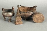 A GROUP OF FOUR BRONZE WARES