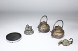 FOUR ITEMS INCLUDING BRONZE WARE AND INK STONE