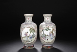 A PAIR OF LARGE FAMILLE ROSE VASES