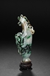 A JADEITE CARVED 'PHOENIX AND CHILONG' VASE