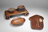 A GROUP OF FOUR WOODEN CONTAINERS