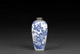 A BLUE AND WHITE SMALL VASE'FLOWERS'