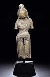 A MARBLE CARVED FIGURE OF BODHISATTVA