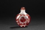 A RED OVERLAY WHITE GLASS 'TAICHI' SNUFF BOTTLE