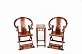 A SET OF ROSEWOOD FOLDING CHAIRS AND STAND