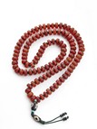 A RED AGATE AND DZI BEAD NECKLACE