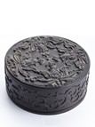 A ROSEWOOD CARVED ROUND BOX