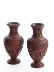 A PAIR OF CINNABAR LACQUER VASES 