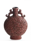 A CINNABAR LACQUER 'FLOWERS' MOONFLASK