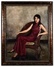 AN OIL PAINTING 'LADY IN RED' 