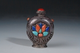A JEWELED SILVER SNUFF BOTTLE
