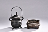 A SET OF TWO BRONZE CENSERS