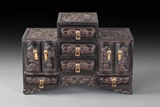 A CARVED ZITAN COMBINATION BOX