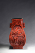 A CINNABAR LACQUER 'FIGURES AND LANDSCAPE' SQUARE VASE