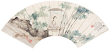 PAN ZHENYONG: A COLOR AND INK ON PAPER 'BEAUTY' FAN PAINTING