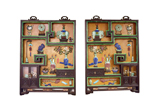 A PAIR OF ZITAN FRAMED AND JADES INLAIND LACQUER HANGING PANELS