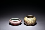 A GROUP OF TWO GLAZED WATERPOTS